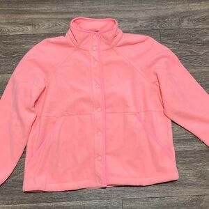 Lands End snap front fleece jacket carmine pink size medium